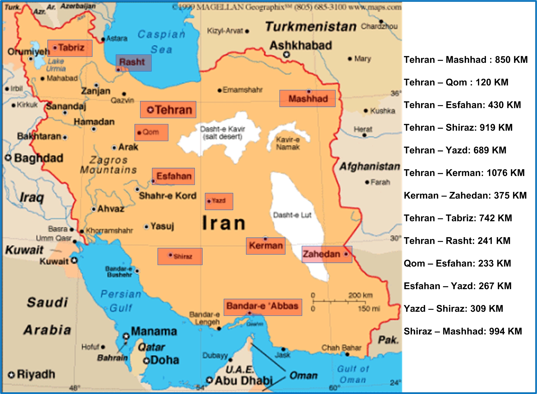 iran tourism map